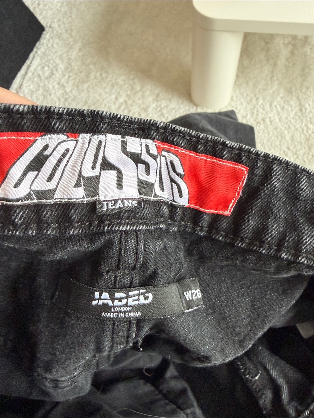 Jaded London Colossus Black Wide-Leg Jeans - High Waisted Casual Pants - Picture 6 of 8